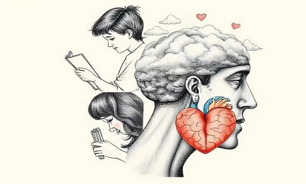 A calm scene of a person reflecting beside a lake, symbolizing emotional depth and healing.