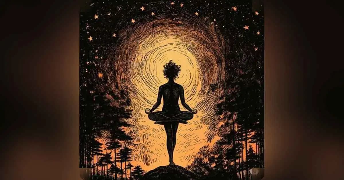 A person walking freely through a foggy forest, symbolizing release, peace, and emotional healing.