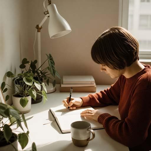 Peaceful minimalist workspace for life planning
