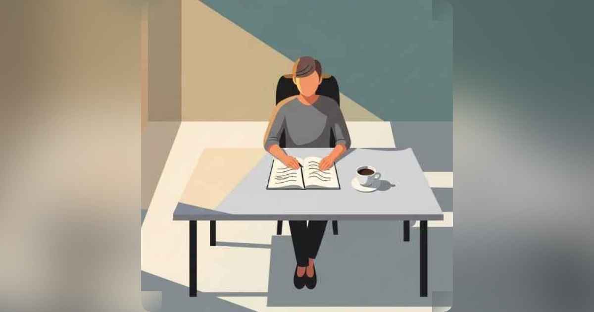 Minimalist desk with notebook and coffee symbolizing focus and simplicity