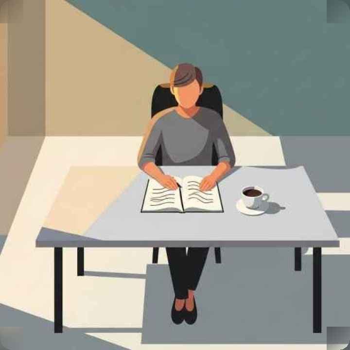 सादगी और फोकस दर्शाती नोटबुक और कॉफी के साथ सादा डेस्क