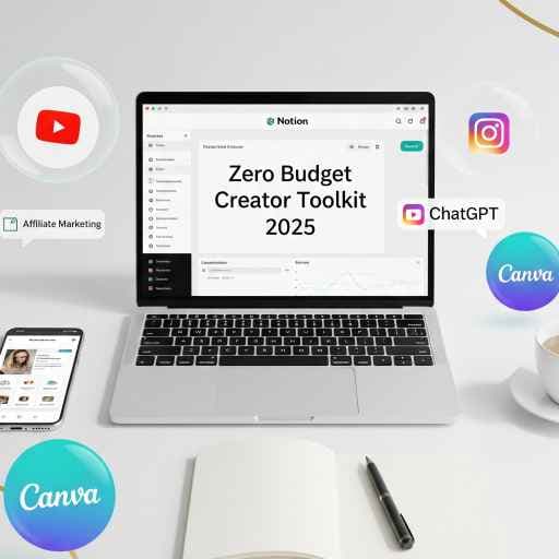 Kit gratuit pour créateurs avec Canva, Notion et ChatGPT sur écran