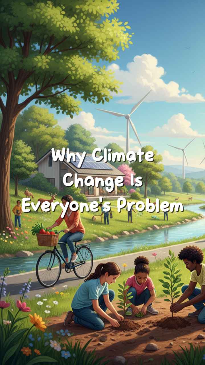 Illustration showing climate action and sustainability activities