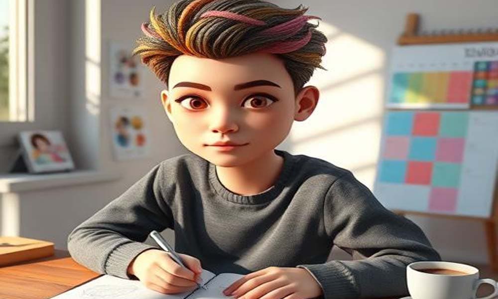 A person planning life goals with notebook, calendar, and vision board on table