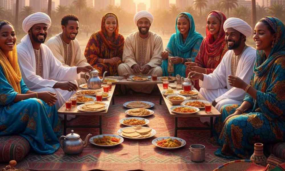 Sudanese people celebrating culture, traditional clothing, and daily lifestyle
