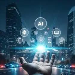 Futuristic digital lifestyle with AI and smart tech