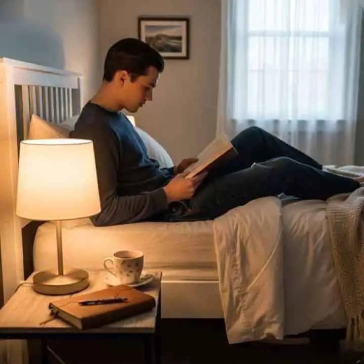 किताब पढ़ती महिला रात में बिना मोबाइल