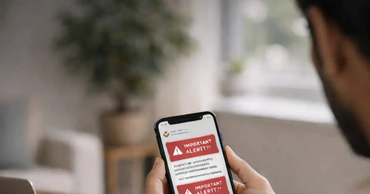 Person checking Aadhaar-linked security alerts on smartphone
