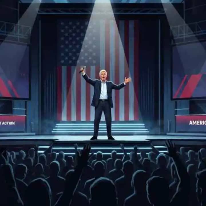 चार्ली किर्क का भाषण देते हुए चित्र