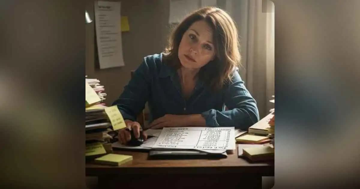 Person sitting at a cluttered desk, surrounded by sticky notes and to-do lists, looking overwhelmed