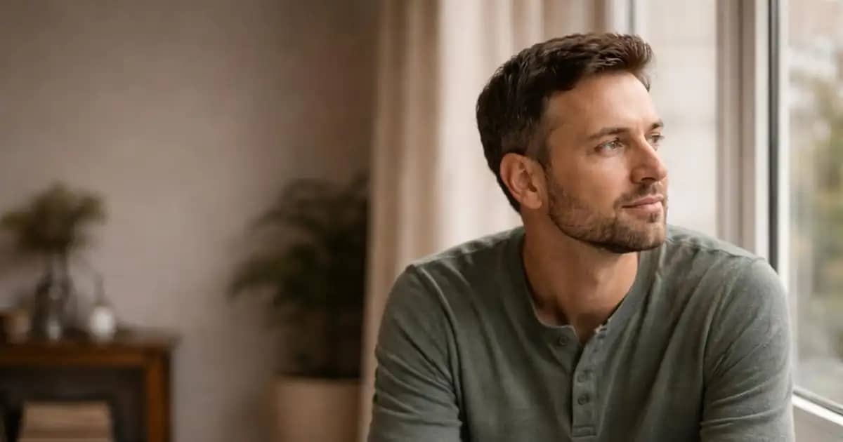 Person reflecting calmly during addiction recovery and healing