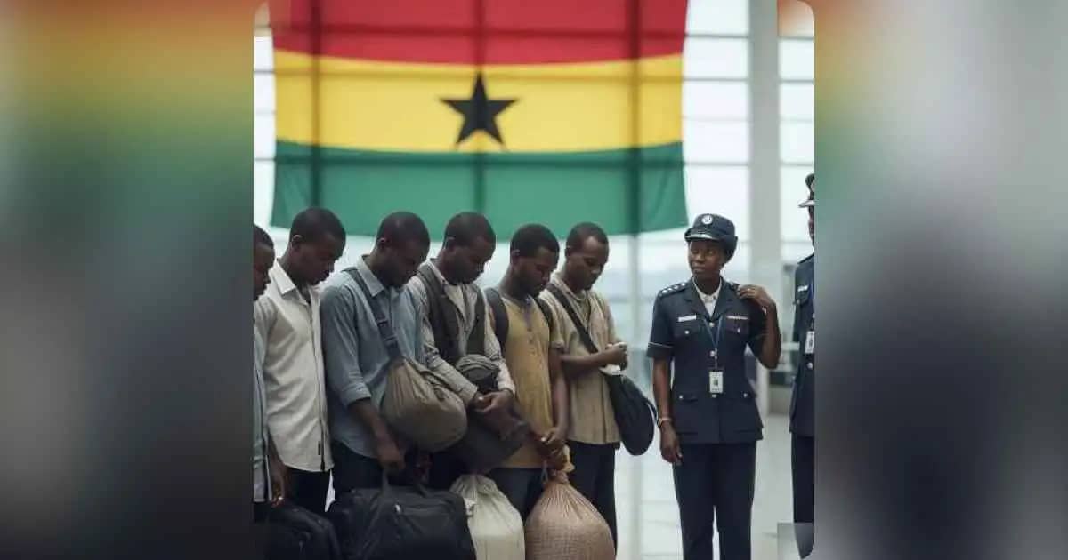 Migrants arriving in Ghana after deportation
