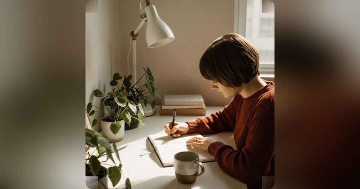 Peaceful minimalist workspace for life planning