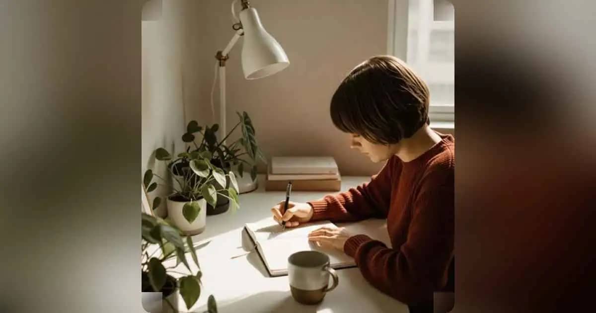 Peaceful minimalist workspace for life planning