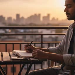 Person journaling during a digital detox at sunset