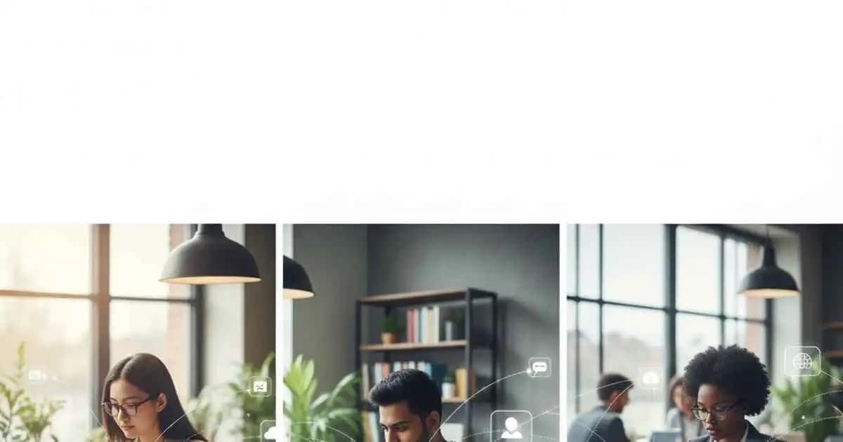 People working online from different locations using laptops and digital tools