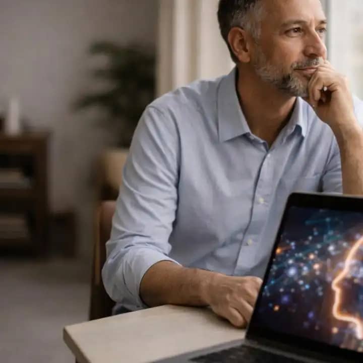 तकनीक और इंसानी समझ के बीच संतुलन दिखाता कार्यस्थल दृश्य