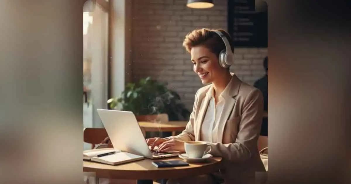 Freelancer working remotely with laptop and coffee in 2025