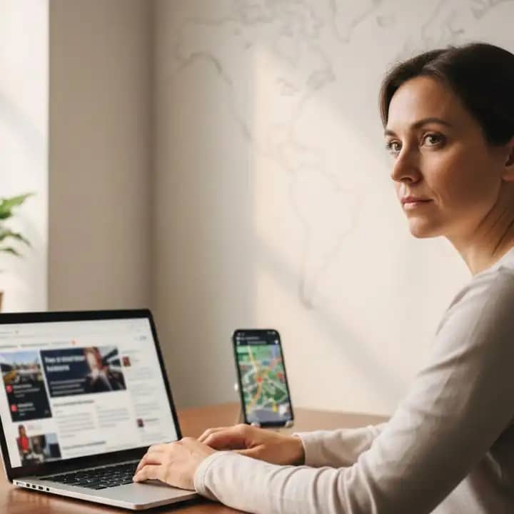 People watching global news on digital screens in a modern city
