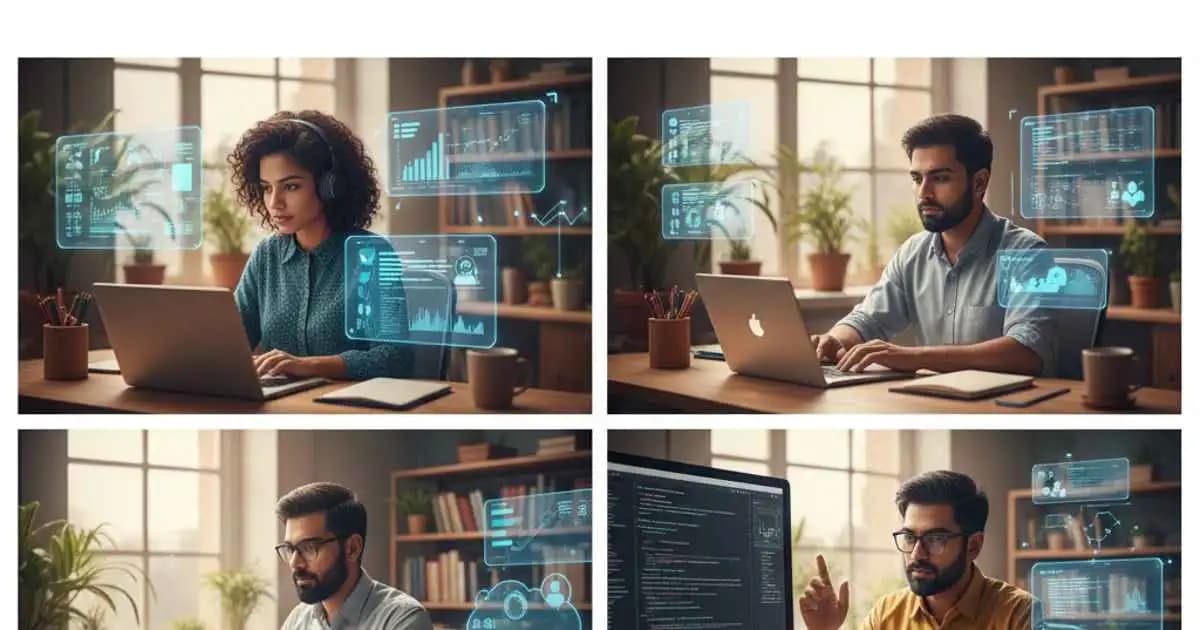 Tech freelancer working remotely with cloud systems and data dashboards
