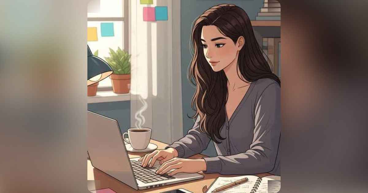 Freelancer working from laptop at home