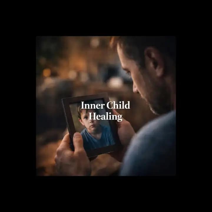 Person reflecting quietly showing emotional self-awareness and inner child healing concept