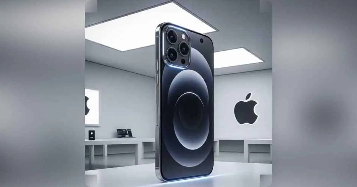 iPhone 17 Pro Max mockup with futuristic display and camera island