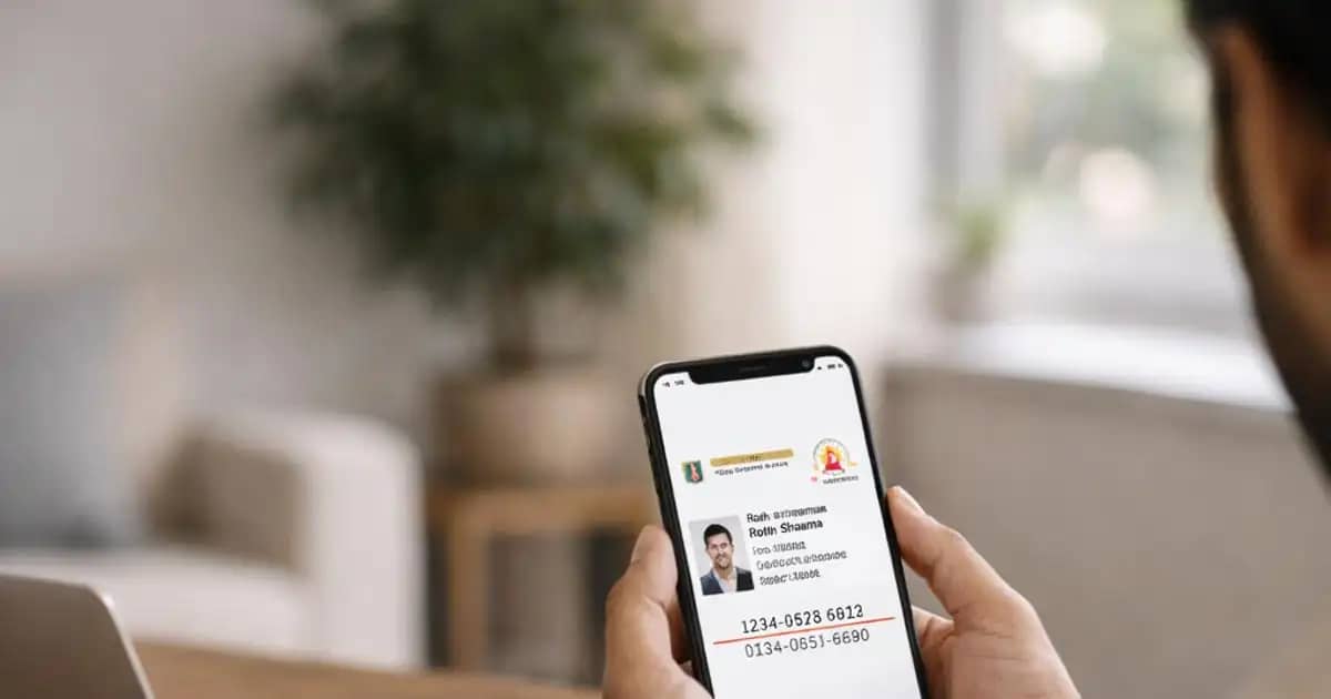 Person securing Aadhaar biometrics on smartphone