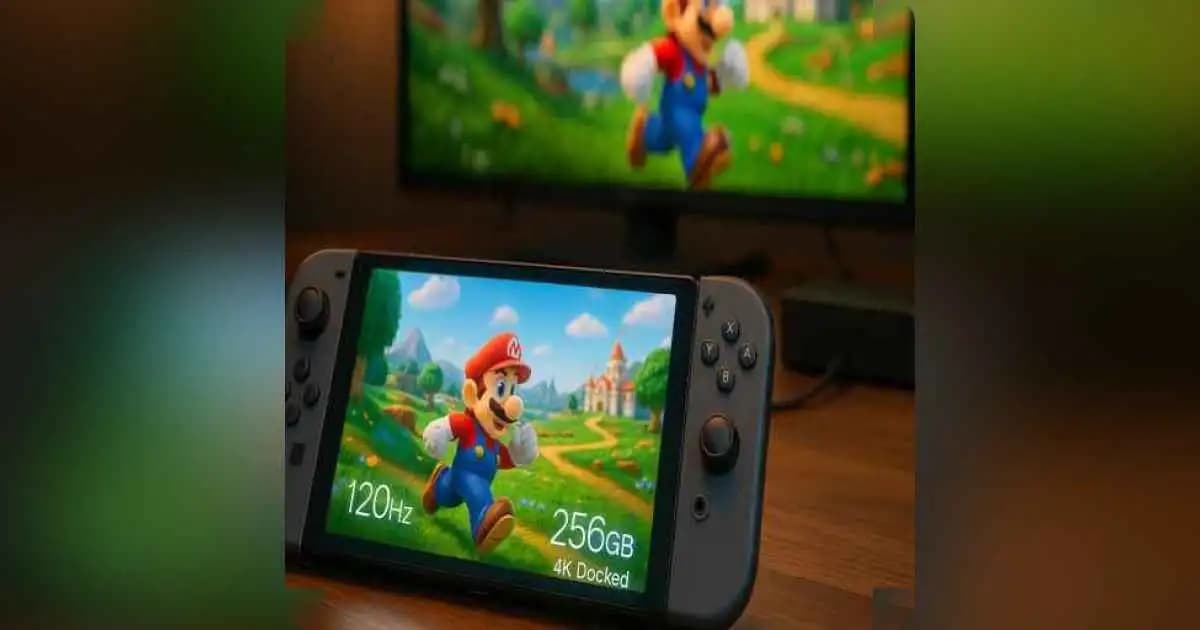 Nintendo Switch 2 console with Joy-Cons and 4K TV setup