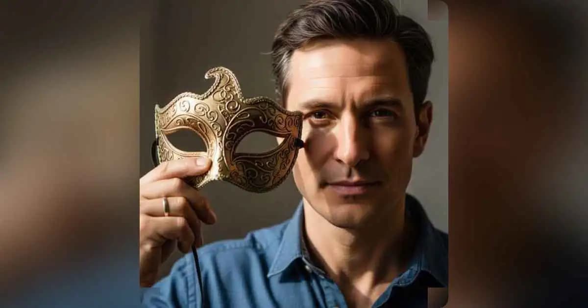 Person tearing off mask to reveal their true self