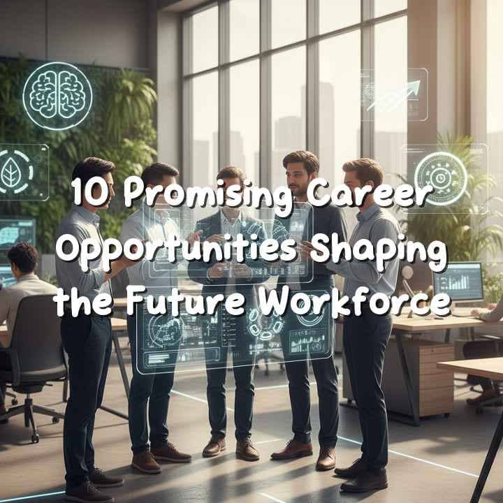 Futuristic workplace showing diverse professionals collaborating with holographic technology