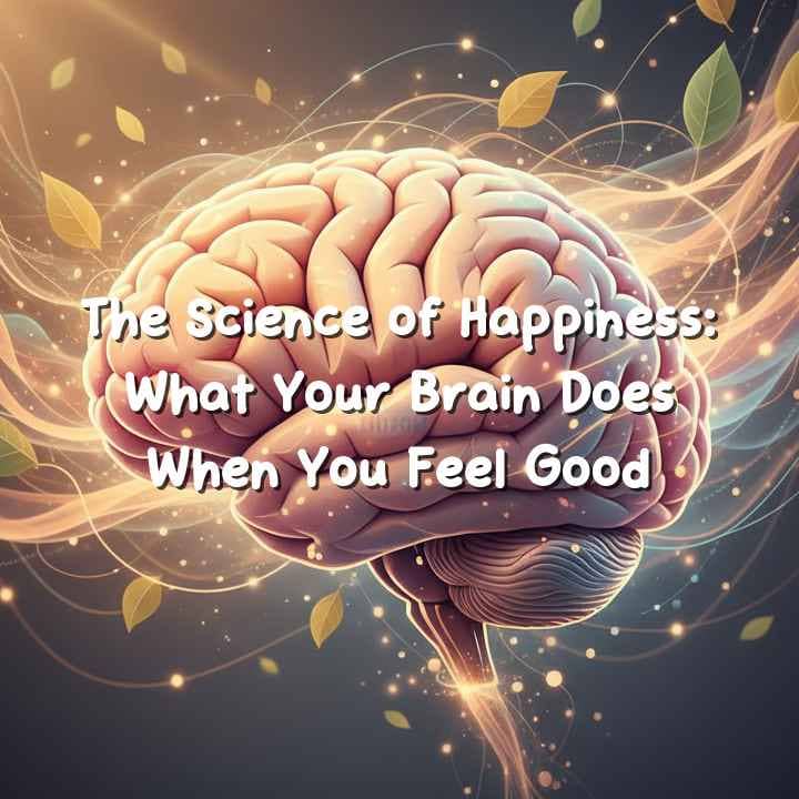 Human brain glowing with colorful neural pathways symbolizing happiness