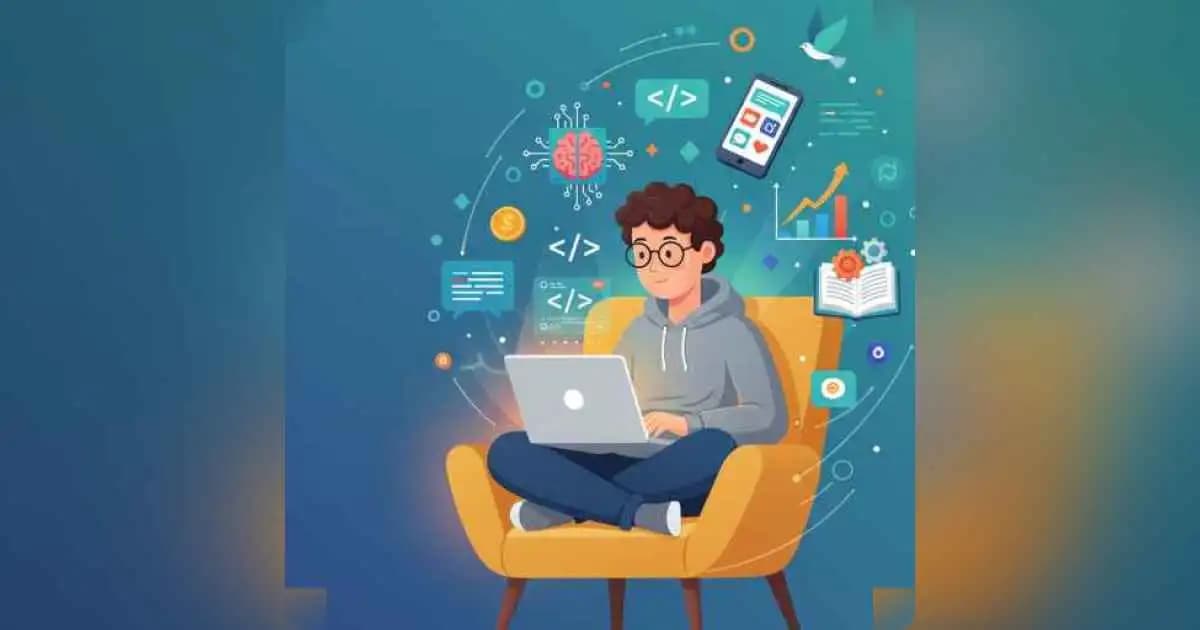 Young professional working on laptop while learning a new skill for side hustle growth