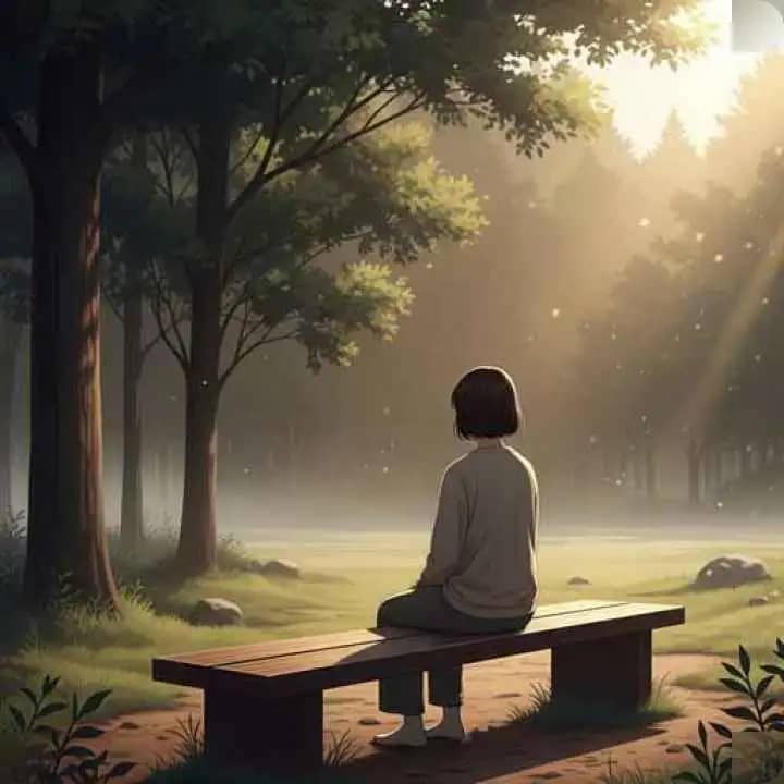 सूरज की हल्की रोशनी में ध्यान करते हुए एक व्यक्ति, प्रकृति की गोद में