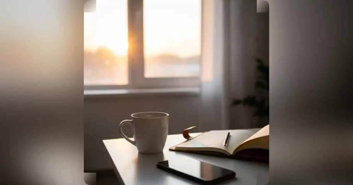 सुबह की शांति और खुद से जुड़ाव दर्शाता व्यक्ति