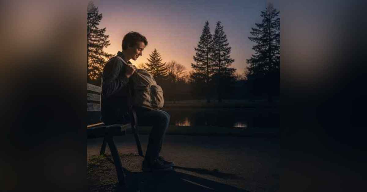 A person sitting quietly with a heavy heart while smiling on the outside