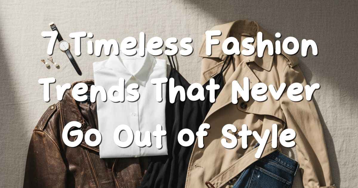 Timeless fashion essentials including little black dress, denim, blazer, trench coat and classic accessories