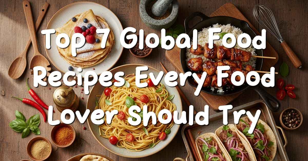 A colorful spread of international dishes from around the world