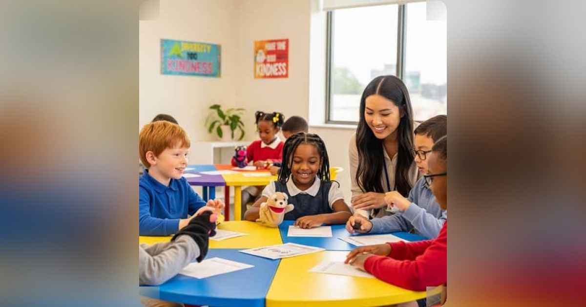 Students learning values through interactive classroom activity