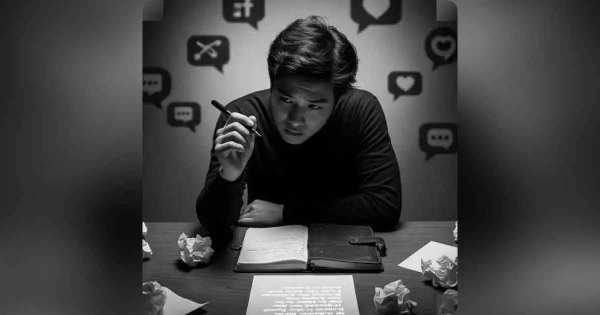 एक व्यक्ति अकेले खड़ा है, हाथ में माइक है, चारों तरफ़ गूंज है लेकिन कोई श्रोता नहीं