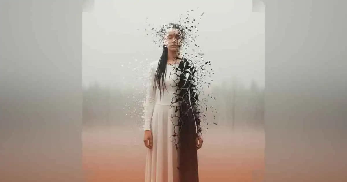 A person dissolving into light, symbolizing emotional healing and transformation