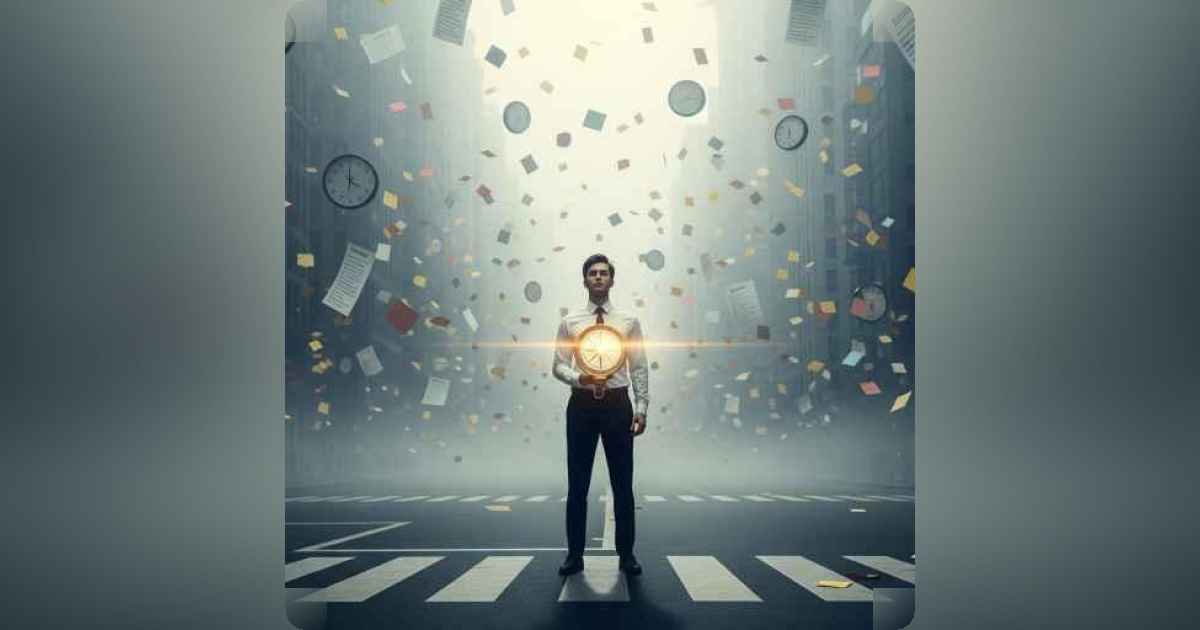 شخص يشعر بالإرهاق وسط تذكيرات وتقويمات لاصقة، ينظر إلى الفراغ