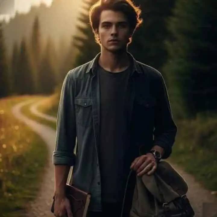 Person walking alone at sunrise on a forest trail, symbolizing personal growth and inner change