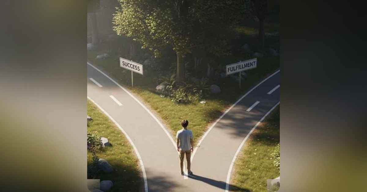 Man standing at a crossroads, looking confused with multiple direction signs