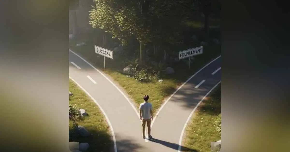 Man standing at a crossroads, looking confused with multiple direction signs