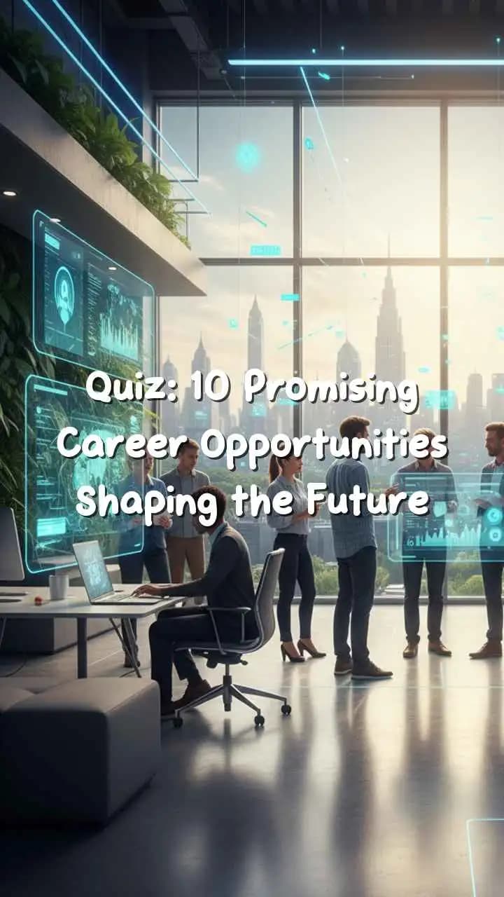 Quiz cover showing diverse professionals in a futuristic workspace