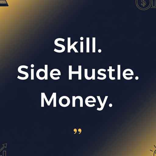 Motivational quotes about skills, money, and side hustles with modern minimalist design