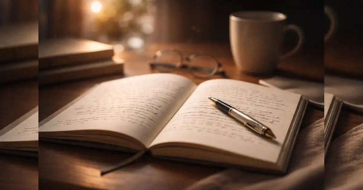 Open journal with handwritten notes in soft natural light