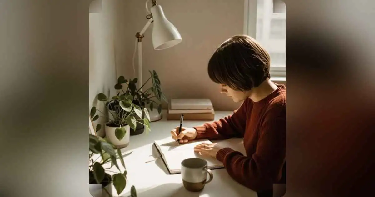 Peaceful minimalist workspace for life planning