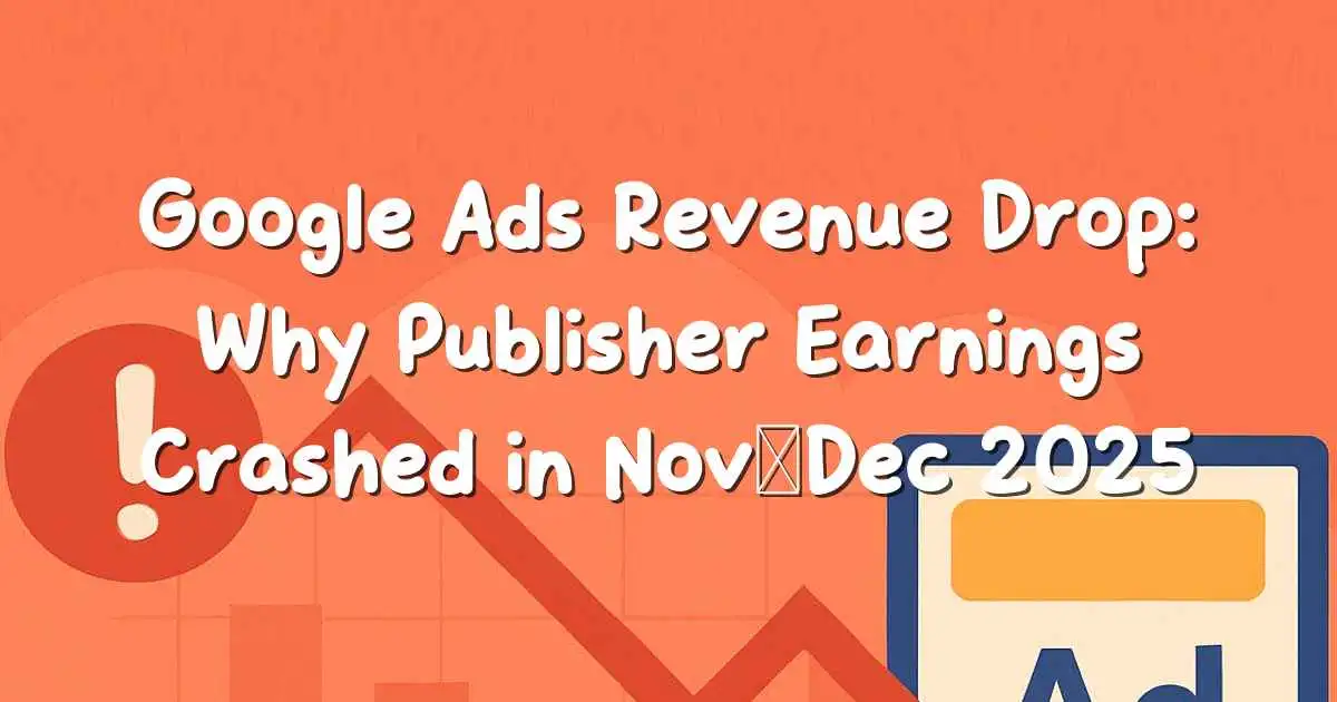 Illustration showing Google Ads revenue drop and declining RPM CPM charts
